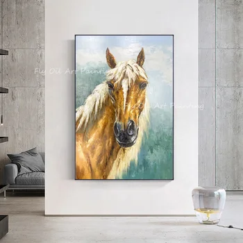 Tamanho grande 100% pintado à mão cavalo olhos da cara legal animal moderna imagem da Pintura a Óleo da Arte de Parede Decoração Home Imagem Unframe