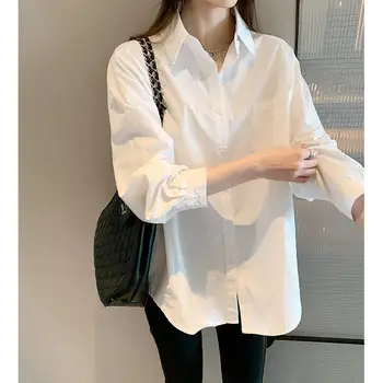 Temperamento Suburbano Camisa Branca De Mulheres 2023 Outono Coreano Edição Sentido De Concepção Superior Pequena Luz Madura Manga Longa Blusa Feminina