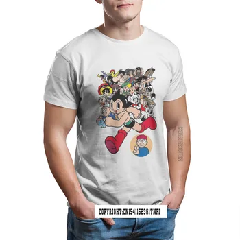 Tetsuwan Atom Anime Mangá Astro Boy Caracteres De T-Shirt Para Homens Anime Roupas De Gola 100% Algodão Novas Tops Tshirt
