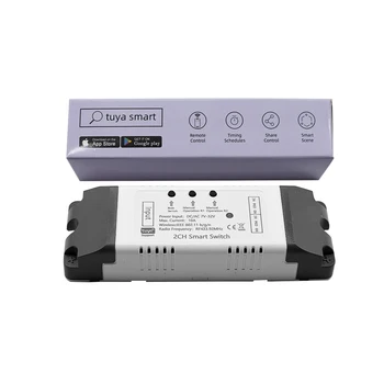 Tuya wi-Fi 2CH Smart Switch 7-32V 85-250V USB 5V sem Fio Módulo de Relé Alexa Google em Casa Smart Com/Sem Casca
