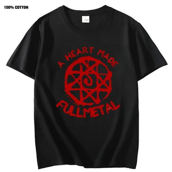 Um Coração Feito de Fullmetal Alchemist T-Shirt Mulher Manga Curta 100%algodão de grandes dimensões Cartoon Anime Homens Roupas Y2k Roupas