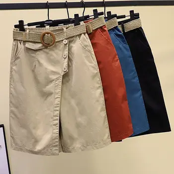 Verão de Roupas femininas Moda de Uma Linha de Bolsos Mulher Curto, Como Saia Calça Rok coreano Roupas de Estilo Mini Saias para as Mulheres