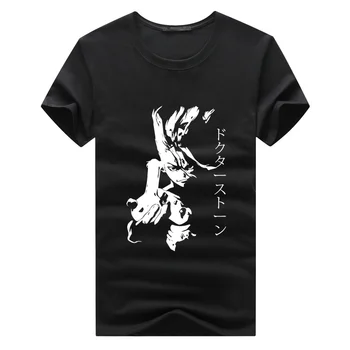 Verão Dr Pedra Senku Anime e Mangá Japonês de Algodão dos Homens T-Shirt da Moda de T-shirt Manga Curta Mens Streetwear Superior Tees de Roupas