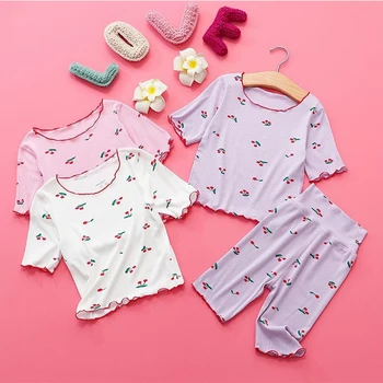 Verão Menina Roupas de Verão coreano Crianças Loungewear 2PCS Bebê Pijama Bonito Impresso Pijamas Infantil Crianças de Pijamas 1-6Yrs