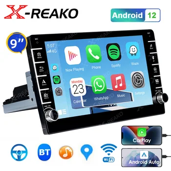 X-REAKO Android 12 1 DIN de 9 Polegadas Auto som do Carro Rádio Universal Player Multimídia wi-Fi Carplay/Android Auto de Navegação GPS