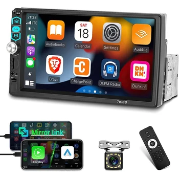 Único Carro Din Estéreo de 7 Polegadas Touch Screen de Rádio Espelho Link/Bluetooth/Rádio FM/Câmera de segurança+MIC